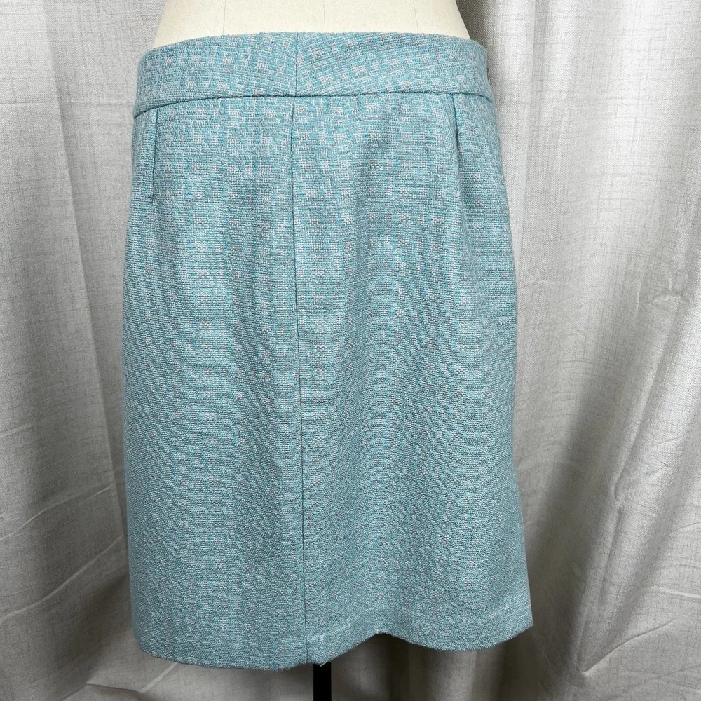 NEW! Banana‎ Republic Tweed Pencil Skirt Lined Women's Sz 12 Turquoise Sky Blue